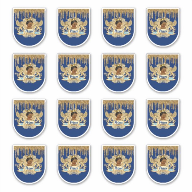 Adesivo Real Príncipe Azul e Dourado Mini Sanitizer (Frente)