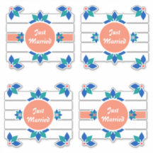 Recem casados Azul Flores Altas