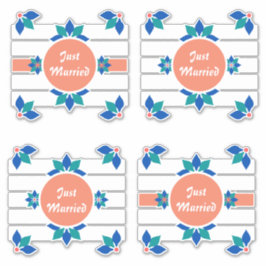 Adesivo Recem casados Azul Flores Altas