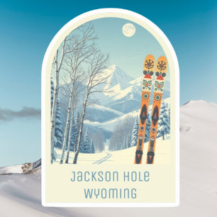 Adesivo Recordação de férias de esqui em Jackson Hole Wyom