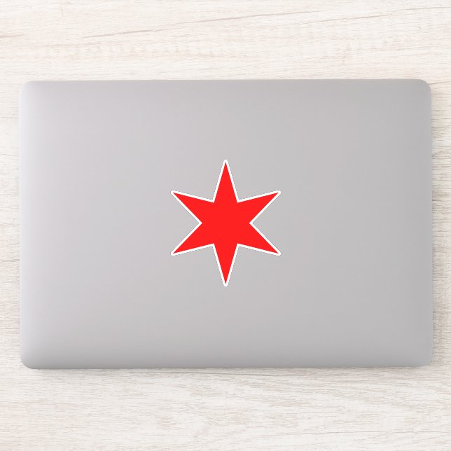 Adesivo Red 6 pontas Chicago Flag Vinyl Sticker (Computador)
