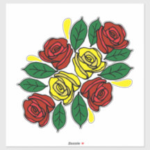 Red and Yellow Roses Folk Art Narrowboat