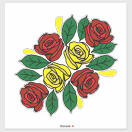 Adesivo Red and Yellow Roses Folk Art Narrowboat