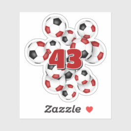 Adesivo red black soccer balls sticker w jersey number