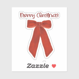 Adesivo Red Christmas Bow with Merry Christmas Text