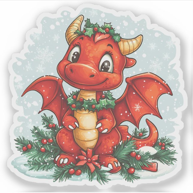 Adesivo Red Christmas Holly Dragon (Frente)