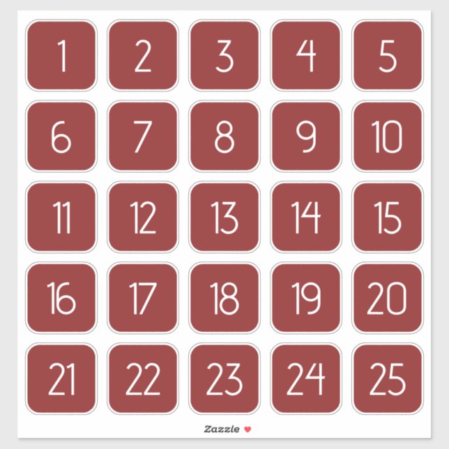 Adesivo Red Customizable Square Number Stickers  (Folha)