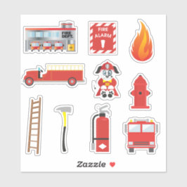 Adesivo Red Fire Truck Kids Educativos