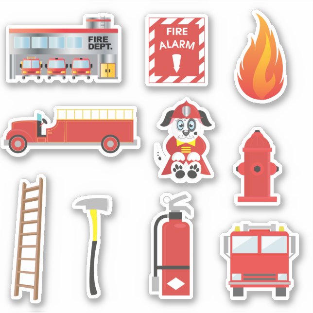 Adesivo Red Fire Truck Kids Educativos (Frente)