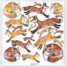 Adesivo Red Fox Orange Foxes Woodland Natureza Animal Vini