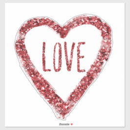 Adesivo Red Glitter Love Heart