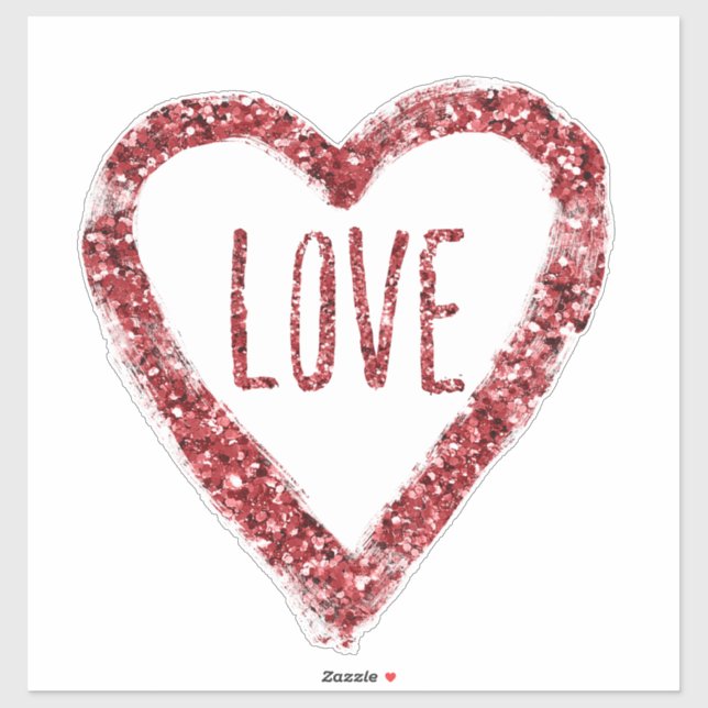 Adesivo Red Glitter Love Heart (Folha)