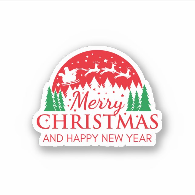 Adesivo Red Green Illustration Feliz Natal (Frente)