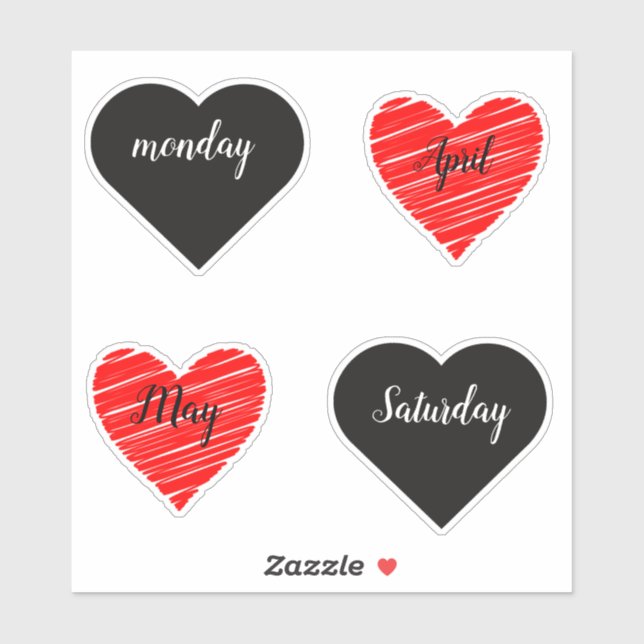 Adesivo Red Happy heart romance graphic (Folha)