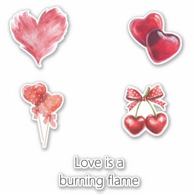 Adesivo Red Heart Love Burning Flame (Frente)
