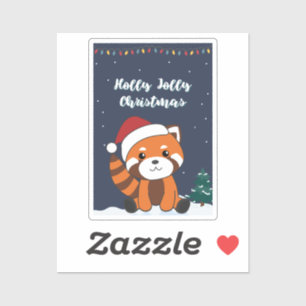 Adesivo Red Panda Christmas Snow Animais de inverno Pandas