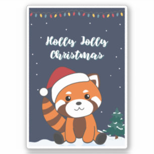 Adesivo Red Panda Christmas Snow Animais de inverno Pandas