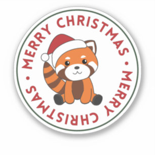 Adesivo Red Panda Christmas Snow Animais de inverno Pandas