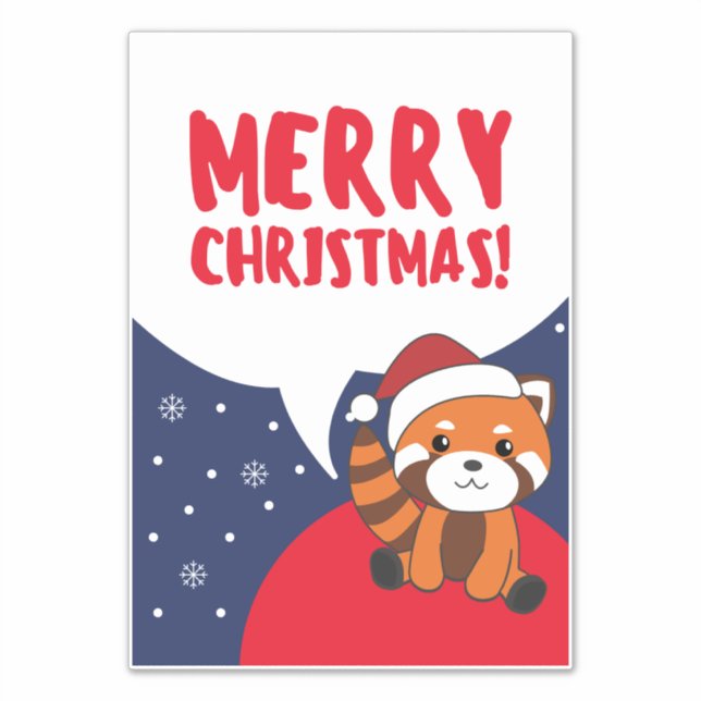 Adesivo Red Panda Christmas Snow Animais de inverno Pandas (Frente)