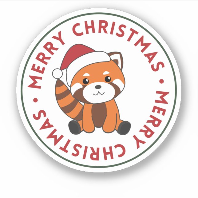 Adesivo Red Panda Christmas Snow Winter Animals Pandas Sti (Frente)