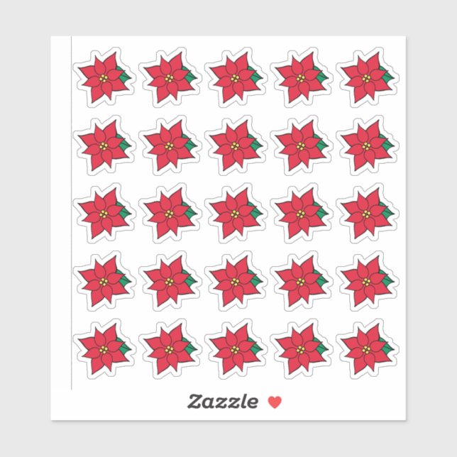 Adesivo Red Poinsettias Stickers  (Folha)