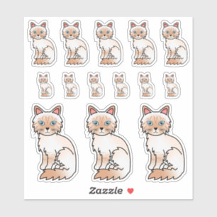 Adesivo Red Point Tabby Birman / Ragdoll Cartoon Cats