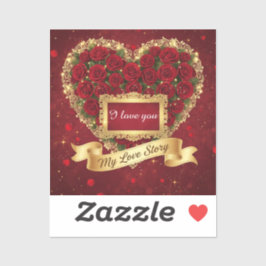 Adesivo Red Rose Gold Glitter Love Story Sticker
