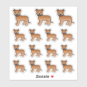 Adesivo Red Staffordshire Bull Terrier Cute Cartoon Cães