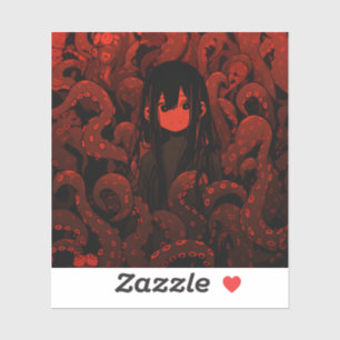 Adesivo Red Tentacle Horror Animy Girl