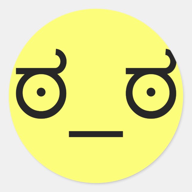 Adesivo Redondo ಠ_ಠ Aspecto de Desaprovação Texto ASCCI Engraçado (Frente)