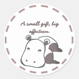 ADESIVO REDONDO ナチュラルカラーのカバ動物イラスト｜カスタムメッセージ入り