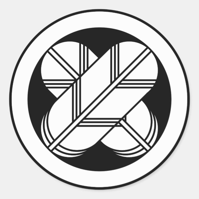 ADESIVO REDONDO 丸に違い鷹の羽(八つ割り作図) (Frente)