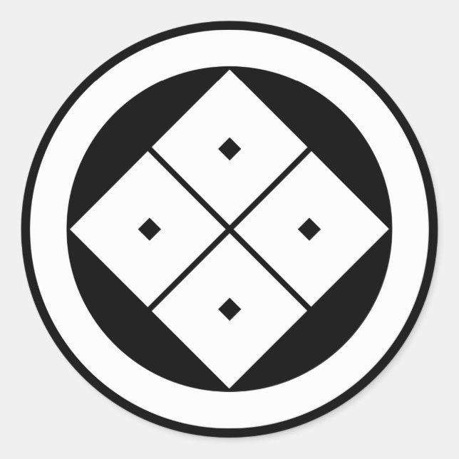 ADESIVO REDONDO 丸に隅立て四つ目 (Frente)