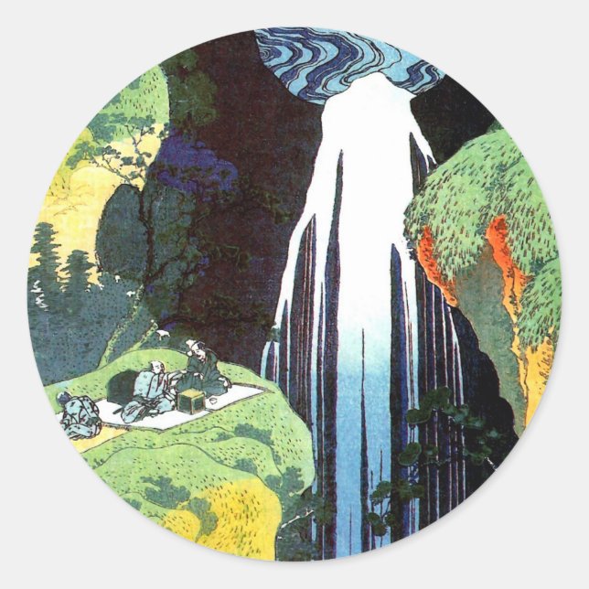 Adesivo Redondo 北 斎 Hokusai Amida Waterfall Bart (Frente)