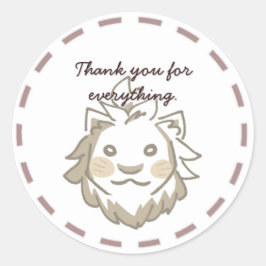 ADESIVO REDONDO 可愛いライオンデザインの感謝メッセージ
