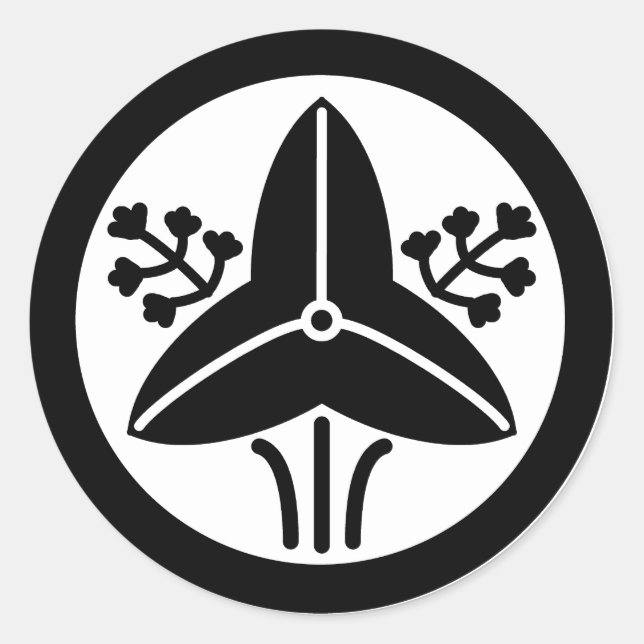 ADESIVO REDONDO 家紋「丸に立ち沢瀉」 (Frente)