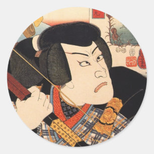 Adesivo Redondo 歌舞伎役者, ator de Kabuki do 国芳, Kuniyos