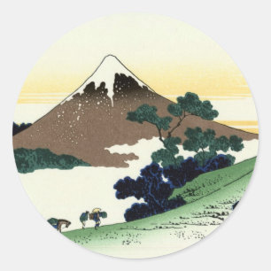 Adesivo Redondo 甲州犬目峠, opinião Monte Fuji do 北斎 de 