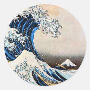 Adesivo Redondo 神奈川沖浪裏, grande onda do 北斎, Hokusai