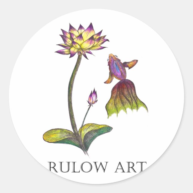 Adesivo Redondo 金魚と蓮　カラー　Black logo ver. (Frente)