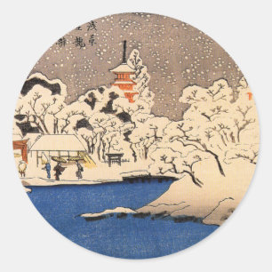 Adesivo Redondo 雪の浅草, 国芳 Asakusa nevado, Kuniyoshi, Uk