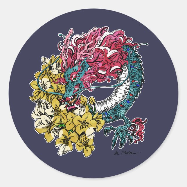 Adesivo Redondo 龍 Dragon Ryuu Sticker #2 (Frente)