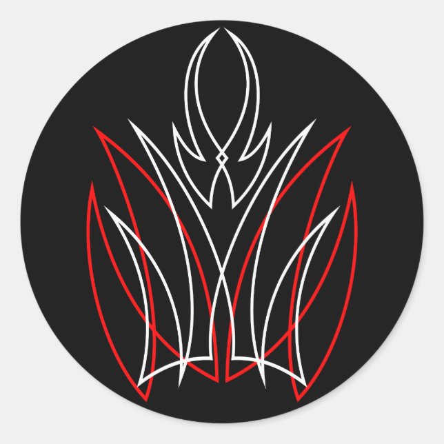 Adesivo Redondo 0001 Pinstripe Rojo & Blanco (Frente)