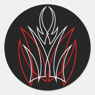 Adesivo Redondo 0001 Pinstripe Rojo & Blanco