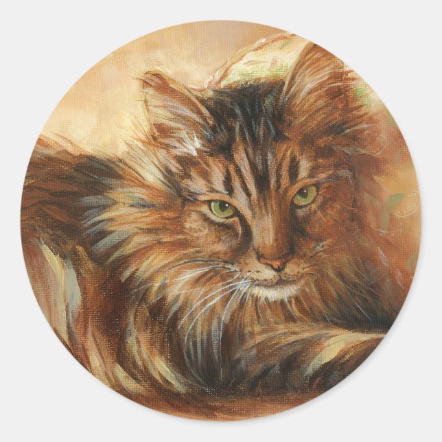 Adesivo Redondo 0005 Cat on Travesseiro Stickers (Frente)