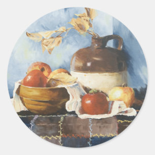 Adesivo Redondo 0541 maçãs & louça na edredão