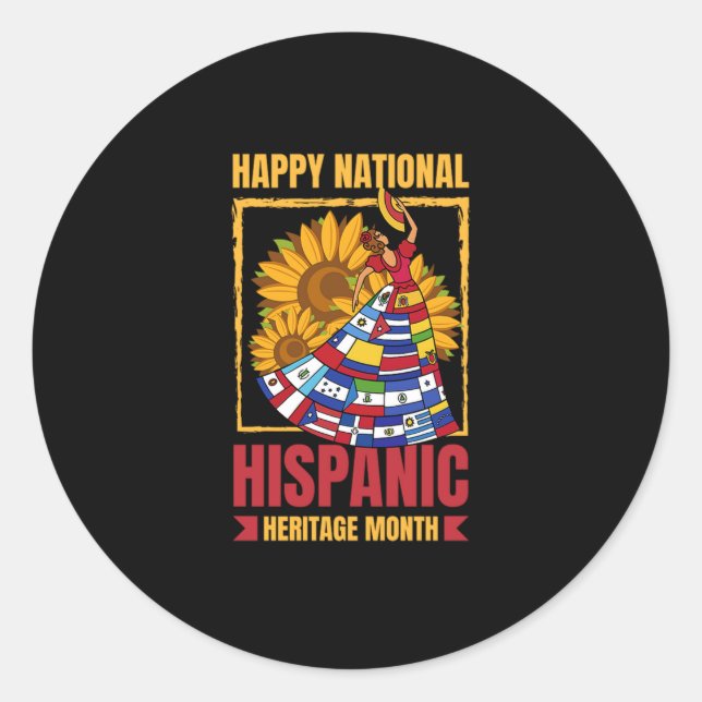 Adesivo Redondo 08.Patrimônio nacional hispânico Mês todos os país (Frente)