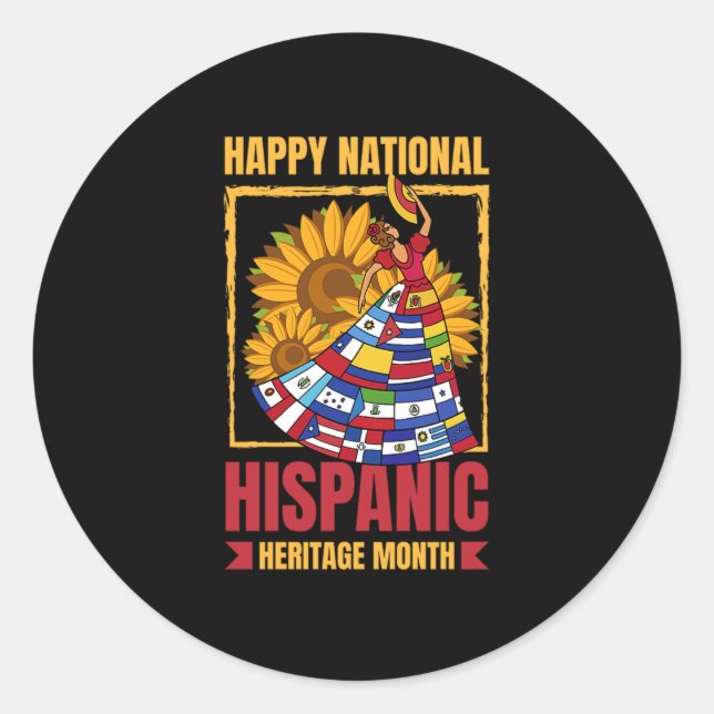 Adesivo Redondo 08.Patrimônio nacional hispânico Mês todos os país (Frente)