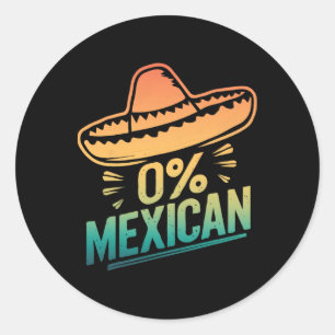Adesivo Redondo 0% do Funny Fiesta Cinco De Mayo mexicano