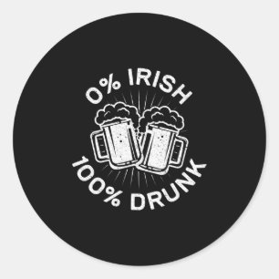 Adesivo Redondo 0% irlandês 100% Bebado Dia 1 de São Patrício